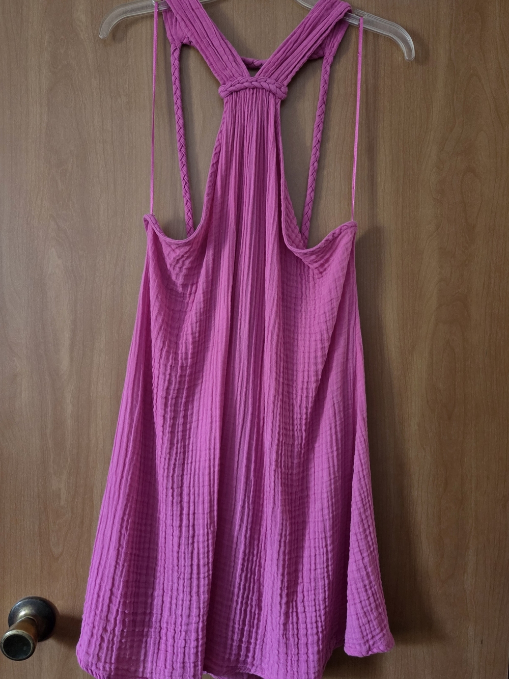 Anthropologie Braided-Back Mini Dress in Hot Pink